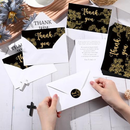 Fumete 50 Set Funeral Thank You Cards, Cherry Blossom - style: Cherry Blossom