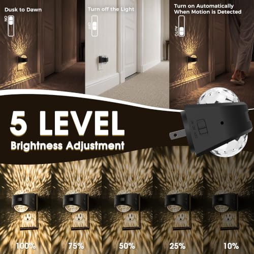 Briignite Motion Sensor Night Light Projector Dimmable Warm White Rotatable - color: Black-Motion