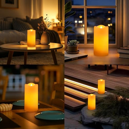 Solar Candles Outdoor Waterproof 2 Pack, 3"x6" Pillar Candles - size: D3"xH6"