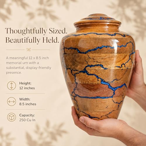 Handcrafted Decoarative Wooden Urn for Human Ashes Adult Male Female, Wooden Urn Box for Pets, Memorial Urn, Funeral Cremation Urn Jar Wooden (Extra Large) - size: X-Large