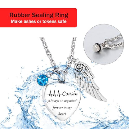 Gredstar Heart Urn Necklace for Ashes, ECG Memorial Pendant | Heartbeat Line, Angel Wing, 12 Birthstones, Stainless Steel, Screw Closure, Funnel & Box Included - style: Customize Your Necklace