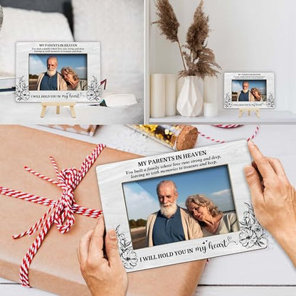 Memorial Gifts for Loss of Parents, Parents in Heaven Picture Frame, Loss of Dad Mom Sympathy Gift, 4x6 Bereavement Photo Frame for Tabletop Display Photo Insert - M15 - style: My Parents in the Heaven