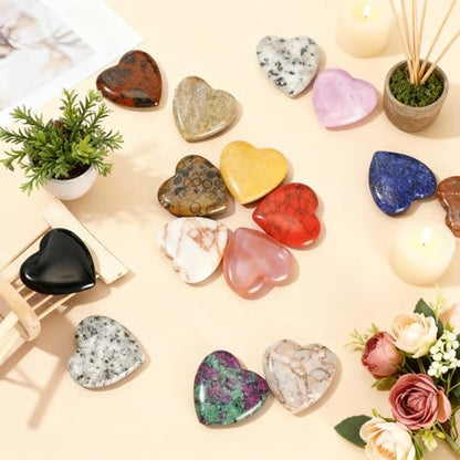 Nuenen 72 Pcs Heart Healing Stone 1.2 Inch Polished Healing Crystal Chakra Gems - size: 1.2 Inch
