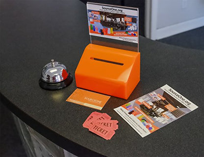 Acrylic Heavy Duty Donation/Ballot Box with Lock and Sign Holder - color: Orange, size: 40 Pack