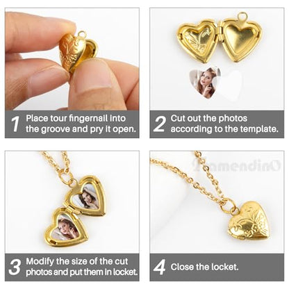 Framendino, 20 Pack Gold Heart Photo Frame Charms Locket Pendants Memory Pendant for DIY Necklace Bracelet Jewelry Making