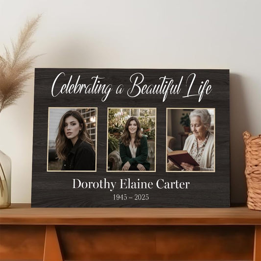 KOLMALK Personalized Memorial Canvas for Loved One, In Loving Memory Remembrance Wall Art, Sympathy Gift for Loss of Husband Wife Mom Dad Son or Daughter, Custom Photo Memorial Print(12x8 inch)#5 - color: Design 05