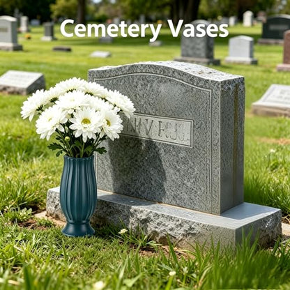 2 Pcs Cemetery Vases with Spikes,Grave Vases for Cemetery with Metal Spikes and Drainage Holes,Grave Flower Holder for Headstones Memorial Gifts Loss of Loved One - color: Blue