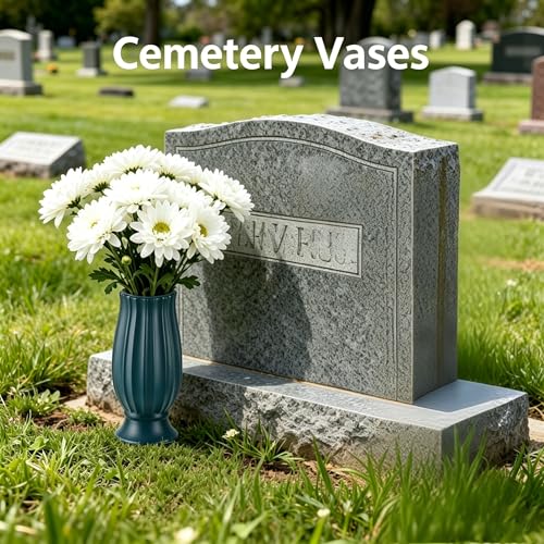 Cemetery Vases with Spikes,Grave Vases for Cemetery with Metal Spikes and Drainage Holes,Grave Flower Holder for Headstones Memorial Gifts Loss of Loved One - color: Blue