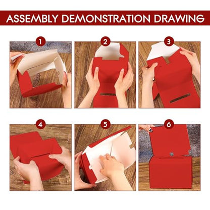 12 Pcs Modern Raffle Boxes, Cardboard Ballot Boxes with Slot for Ticket, 6.5 x 4.5 x 4.5 Inch, Red, 12 PCS - color: Red, size: 12 PCS