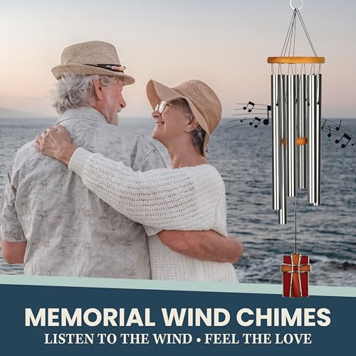 Woodstock Wind Chimes for Outside, Outdoor Decor, Garden, Patio and Front Porch Decor, (28") Memorial Sympathy Wind Chimes Amazing Grace Wind Chime Stained Glass Cross Christmas Gifts (AGS)