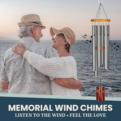 Woodstock Wind Chimes for Outside, Outdoor Decor, Garden, Patio and Front Porch Decor, (28") Memorial Sympathy Wind Chimes Amazing Grace Wind Chime Stained Glass Cross Christmas Gifts (AGS)