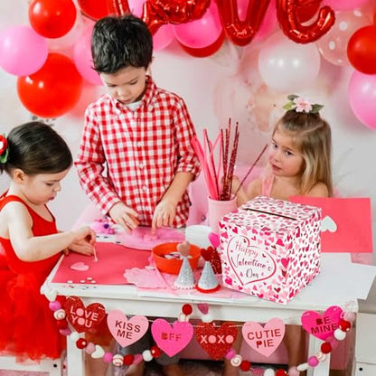 Hxezoc Valentine Card Box Favors Post Box Happy Valentines Day Cardboard Box for Kids Classroom, Valentine's Day, Baby Showers, Anniversary, Birthday Party Favors, Table Centerpiece Decorations - style: Valentines