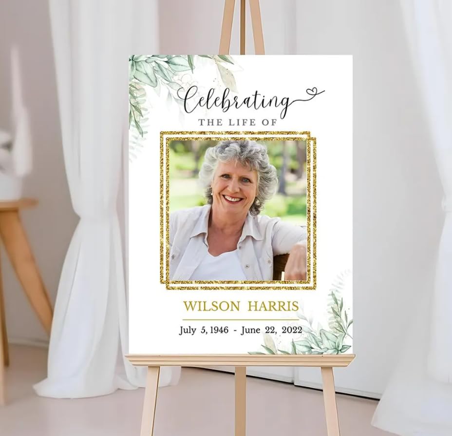Personalized Memorial Sign, Greenery Funeral Welcome Sign, Funeral Welcome Sign with Photo, Celebration of Life Memorial Poster, In Loving Memory Sign, In Loving Memory Photo Sign, Modern Funeral Sign, Celebration of Life Decoration