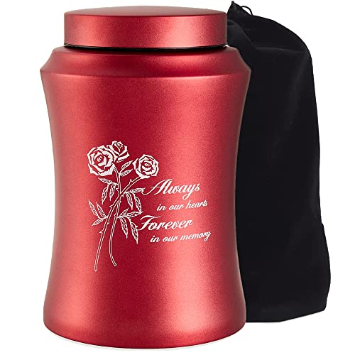 Red Cremation Urns for Human Ashes Adult Female/Mom/Mother | Decorative Burial Urn, Funeral Cremation Urns for Women and Men - Large Red Rose Urn(220 LB) - size: Large,Red Rose