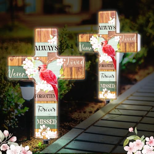 Yousoontic Solar Cross Lights Cardinal Grave Outdoor Stake, Elegant Style - style: Elegant Style