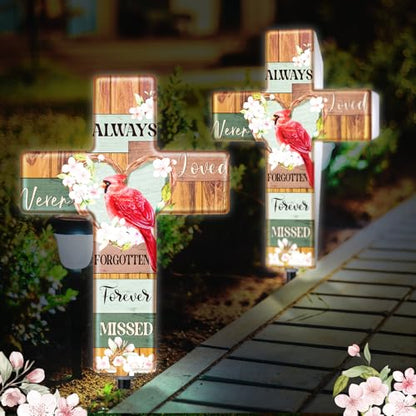Yousoontic Solar Cross Lights Cardinal Grave Outdoor Stake, Elegant Style - style: Elegant Style