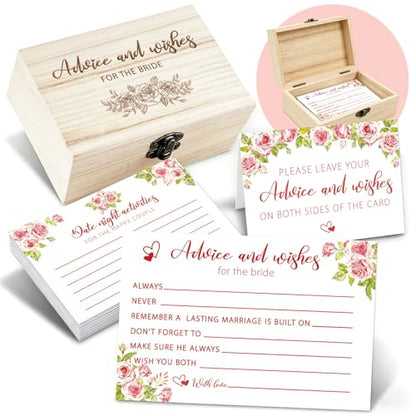 Advice For The Bride Cards,50 Pcs Advice and Wishes Cards Box - color: Pink Flower