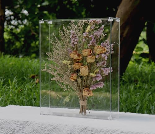 13x16 Acrylic Shadow Box, Assemble Display Case, DIY Tabletop/Wall Mount Display Frame, All Clear Memory Box for Dried Flowers/Kids Room/Birthday/Wedding/Party(13x16x3”, Assemble Frame) - size: 13x16", Assembly Frame