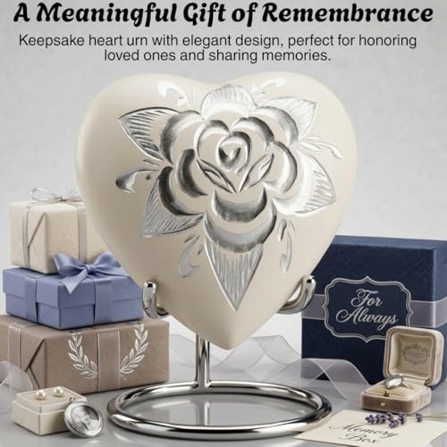 Forever Heart Keepsake Urn with Stand Honor Your Loved One with Mini Urn Heart Shaped, Heart Cremation Urn