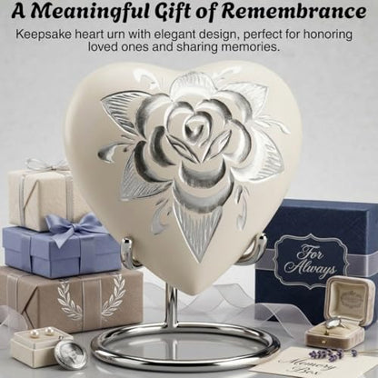 Forever Heart Keepsake Urn with Stand Honor Your Loved One with Mini Urn Heart Shaped, Heart Cremation Urn