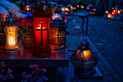 Cemetery Memorial Lights for Loved Ones - Grave Decor with Cross Candle Lights - style: Light B1
