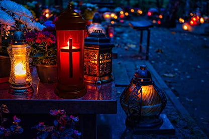 Cemetery Memorial Lights for Loved Ones - Grave Decor with Cross Candle Lights - style: Light B1