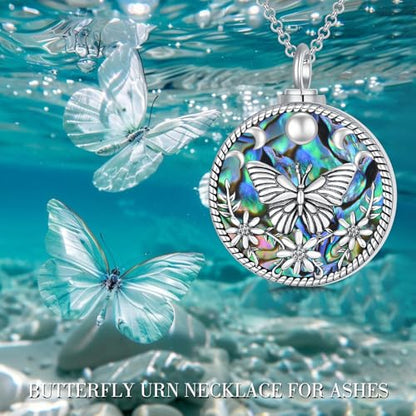 PELOVNY Urn Necklaces for Ashes of Loved Ones 925 Sterling Silver Personalized Heart Locket Urn Necklace Cremation Keepsake Memorial Jewelry Gifts for Women Men - color: Butterfly Urn-1