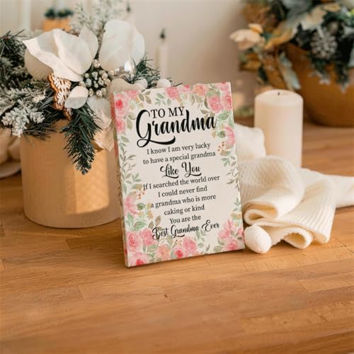 RTVJTERQ Grandma Canvas Wall Art, To My Grandma Pink Floral Quote Print, Heartwarming Gift for Grandmother, Ready to Hang 8x10 Inches - color: Quote 22