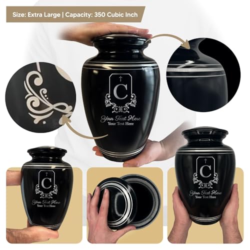 Custom Extra Large Human Cremation Urn Traditional Style Metal Urn For Ashes and Remains- Headstone Shape 3 - Polished Silver Rim - color: Headstone Shape 3, size: Polished Silver Rim