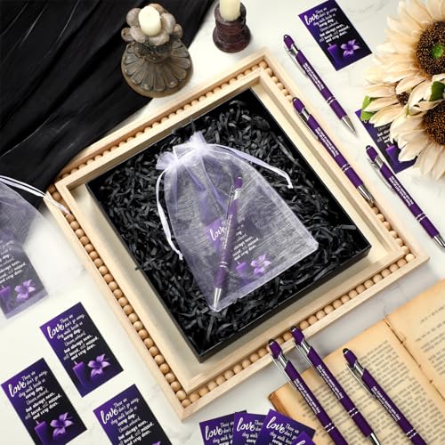 Yeaqee 150pcs/50set Funeral Favor Pen Poem Card for Guests, Purple, Candle - color: Purple, style: Candle