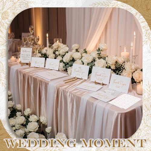 Eaasty 50 Sets Wedding Thank You Cards with Envelopes Stickers, 4x6 Inch - style: Gold Foil Wedding