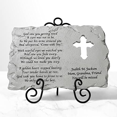 Let's Make Memories Personalized Cross Memorial Stone - Custom Grave Marker - style: Cross Memorial