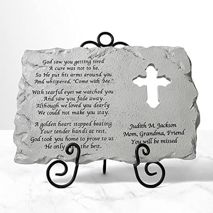 Let's Make Memories Personalized Cross Memorial Stone - Custom Grave Marker - style: Cross Memorial