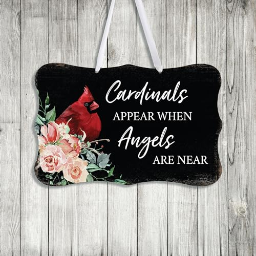 LifeSong Milestones Memorial Wall Hanging Signs Bereavement Keepsake Condolence Funeral Gift For Loss of Loved One 8x12 (Cardinals Appear When Angels (Black)) - color: Cardinals Appear When Angels (Black)