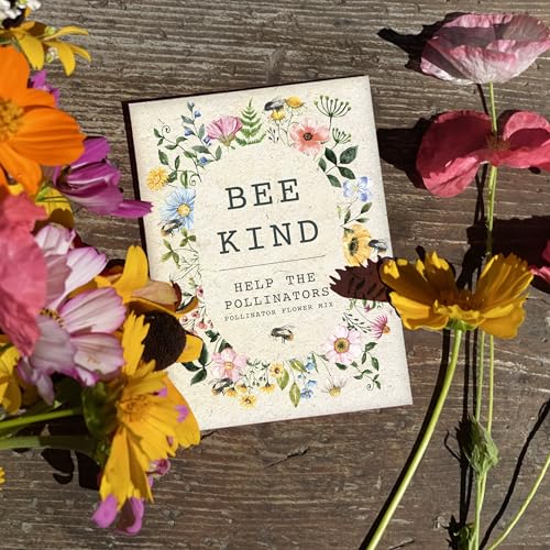 Bentley Seed Co. | Bee Kind Pollinator Flowers | Beautiful Bee Art Kraft Look Seed Packets | Environmental Favors Cards for Guests | Wildflower Mix Seed Packets | Eco-Friendly Hand Out Gift | 25 Pack - style: Bee Kind Floral