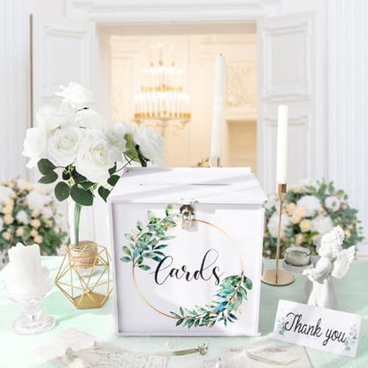White Wedding Card Box with Lock, PVC Gift Card Box for Wedding Decorations