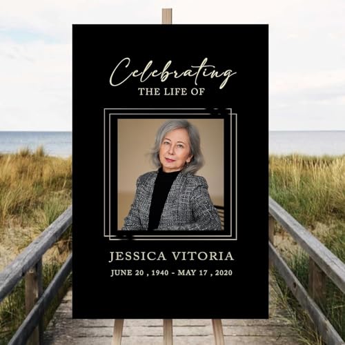 Custom Funeral Welcome Sign With Picture - Celebration Of Life Sign - Funeral Welcome Sign - Personalized Photo Funeral Sign - In Loving Memory Sign - Black Funeral Welcome Sign - Black Memorial Sign - color: Multi 2