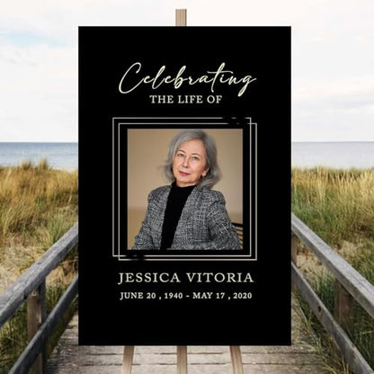 Custom Funeral Welcome Sign With Picture - Celebration Of Life Sign - Funeral Welcome Sign - Personalized Photo Funeral Sign - In Loving Memory Sign - Black Funeral Welcome Sign - Black Memorial Sign - color: Multi 2