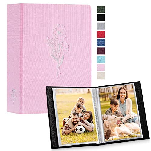 Lanpn Photo Album 4x6 50 Pictures 2 Packs, Small Mini Capacity Linen Photo Book Sets, Each Pack Holds 100 Top Loader Vertical Only Picture for Kids Boy Girls Pink - color: Pink, size: 50 Pockets/2PK