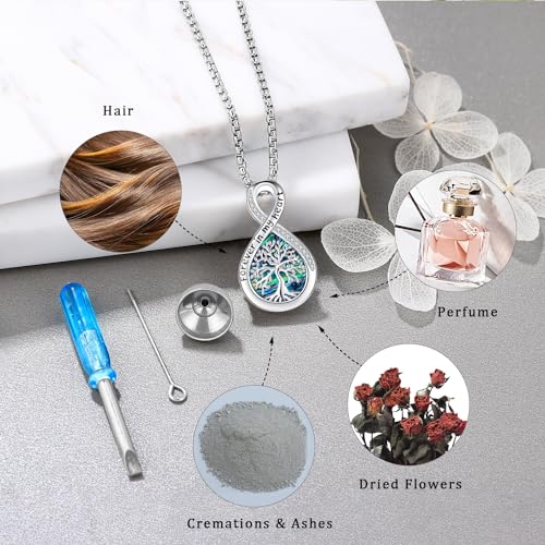 Aniu Sterling Silver Urn Necklace for Ashes Tree of Life Cremation Jewelry Cremation Jewelry for Human Pet Ashes Keepsake Memorial Ash Pendant for Women | 925 Silver Urn Necklace Ash Necklace for Human Ashes,20+2'' Chain Box Memorial Pendant Jewelry Gift