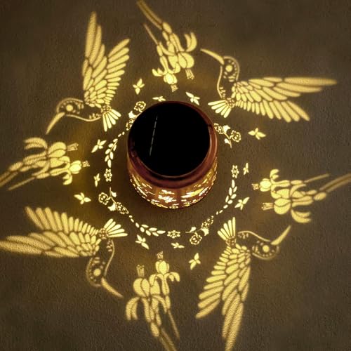 Hummingbird Solar Lanterns Outdoor Waterproof Hanging Solar Lights Gifts for Women Men Mom Metal Decorative LED Lantern Outside for Decor Garden,Yard,Patio,Lawn,Porch,Backyard - style: A、1Pack-Hummingbird