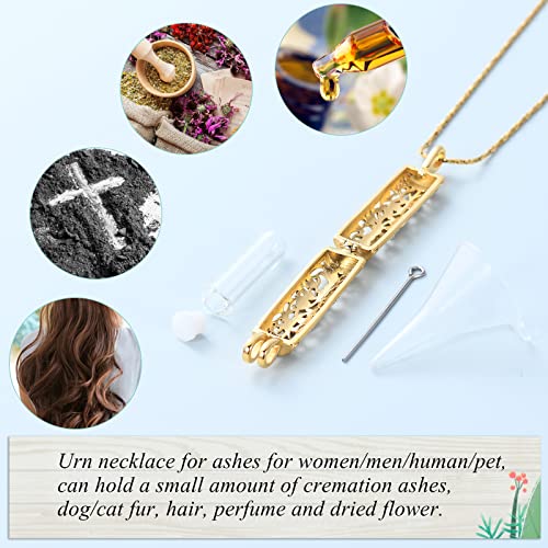 Imrsanl Cremation Jewelry Urn Necklace for Ashes Pendant with Hollow Glass Vial Cylinder Cremation Keepsake Memorial Lockets Ashes Holder for Women Men Pet - color: Tree of Life-Gold