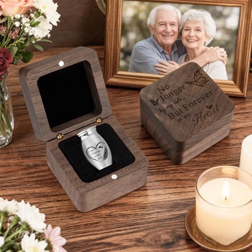 SOITIS Customized Small Urns for Human Ashes Keepsake 1.2 Inches Stainless Steel Mini Urns for Ash Square Box Tiny Cremation Urns for Women Men Funeral Keepsake Urn - color: Square Box B-custom