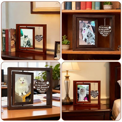 Tsxcnaa Dog Memorial Frame, Pet Memorial Picture Frame for 4’x6’ Photo with Wooden Rotating Heart, Dog Memorial Gifts for Loss of Pet, Remembrance Keepsake Gift for Pet Lover