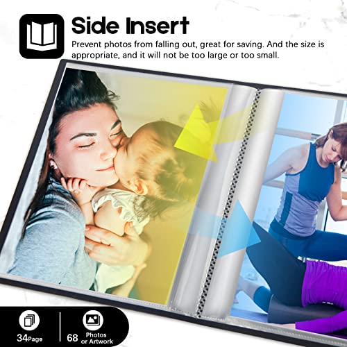 Aevdor 8x10 Photo Album 2 Pack, 68 Photos Each, Plastic Cover, Black - color: 2Pcs Black