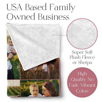 Ships Next Day, Custom Picture Blanket, USA Made (50x60 Sherpa) - color: 4pictures, size: 50"x60" Sherpa