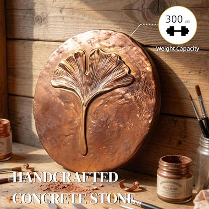 Stepping Stones Outdoor Pathway – 10.8" Antique Bronze Ginkgo Garden Stone Outdoor Decorative – Grandma Mothers Day Gifts, Garden Memorial Stone for Loved Ones Outside, Backyard Walkway Pavers