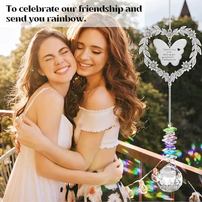 Best Friend Friendship Suncatcher Gifts for Women, Bestie Crystal Ornament | Indoor Window Hanging Decor Gift for Best Friend, Unique Heart Shaped Sun Catcher for BFF Birthday, Graduation, Farewell - style: Friendship Gift
