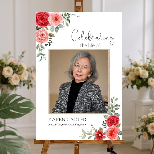 Custom Photo Funeral Welcome Sign – In Loving Memory Yard Sign – Personalized Memorial Outdoor Display - color: Version 1