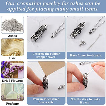 Jexine 10 Pcs Urn Necklace Cremation Jewelry for Men - color: Black